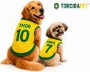 TorcidaPet™ Roupinha Personalizada Copa do Mundo Brasil | Com Nome e Número para Cachorro e Gato Tecido Respirável