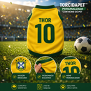 TorcidaPet™ Roupinha Personalizada Copa do Mundo Brasil | Com Nome e Número para Cachorro e Gato Tecido Respirável