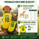 TorcidaPet™ Roupinha Personalizada Copa do Mundo Brasil | Com Nome e Número para Cachorro e Gato Tecido Respirável